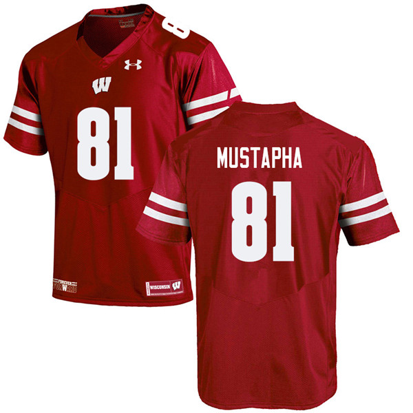 Men #81 Taj Mustapha Wisconsin Badgers College Football Jerseys Sale-Red